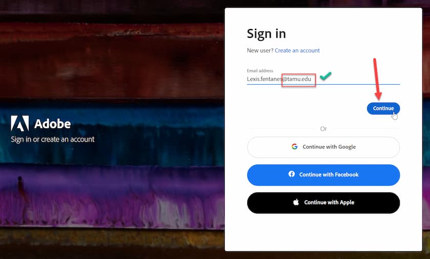 a. Type your NET ID with @TAMU.edu and select “Continue”