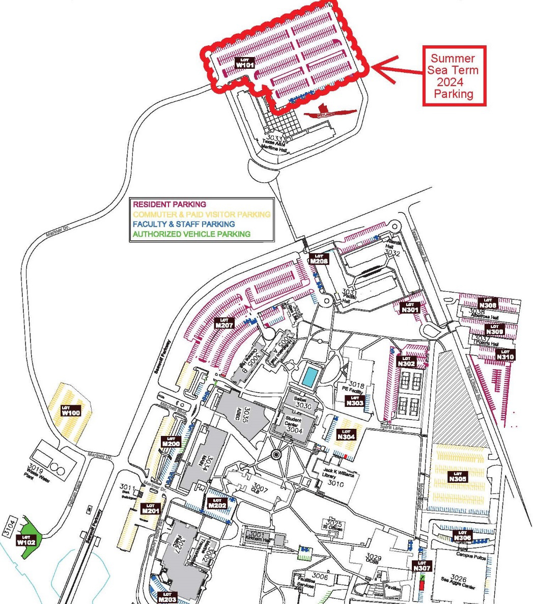 Texas A&M Galveston Summer Sea Term Parking Map